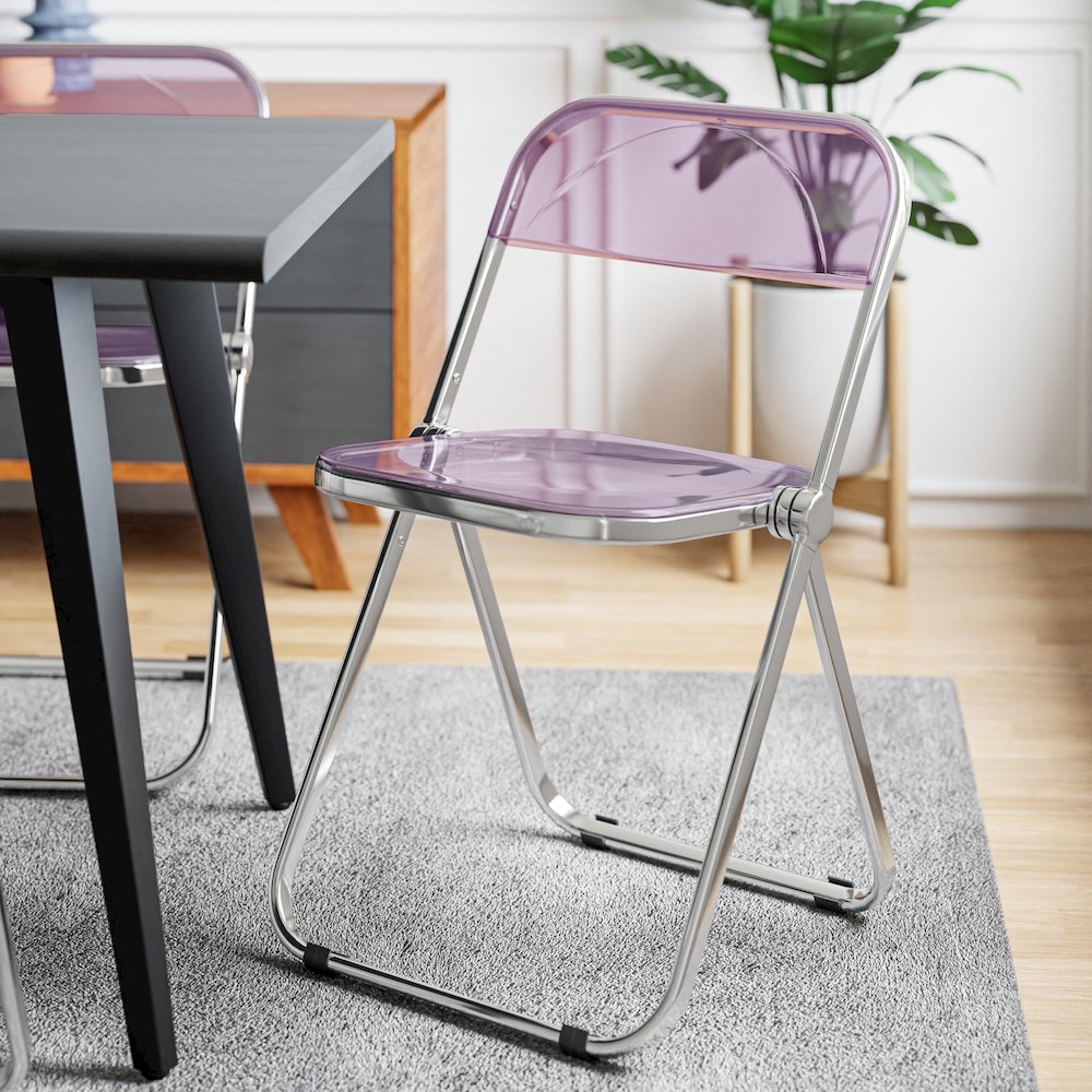Lawrence Acrylic Folding Chair With Metal Frame. Picture 9