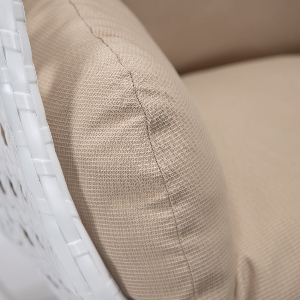 White Wicker Hanging Egg Swing Chair. Picture 5