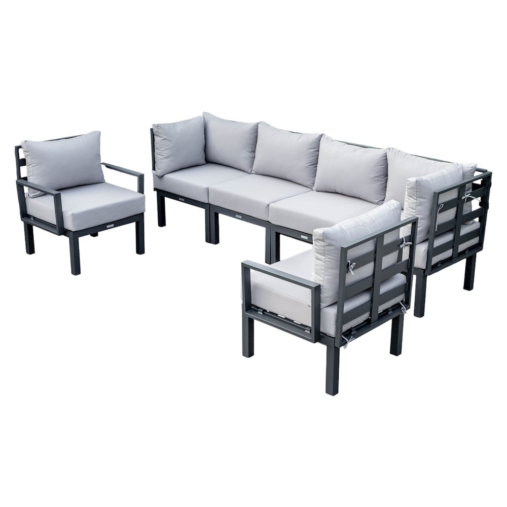Chelsea 6-Piece Patio Sectional Black Aluminum With Cushions. Picture 30