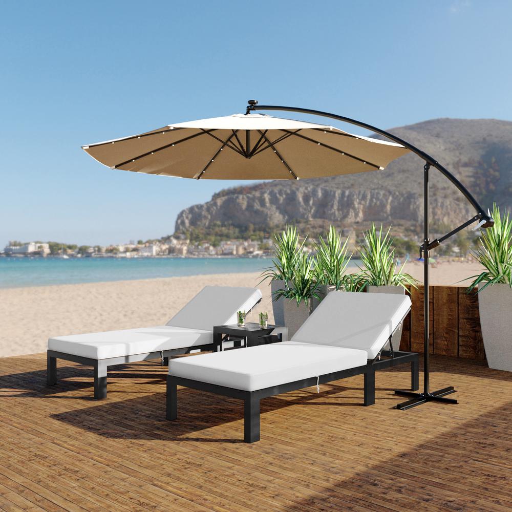 Chelsea Modern Outdoor Chaise Lounge Chair With Side Table & Cushions. Picture 1