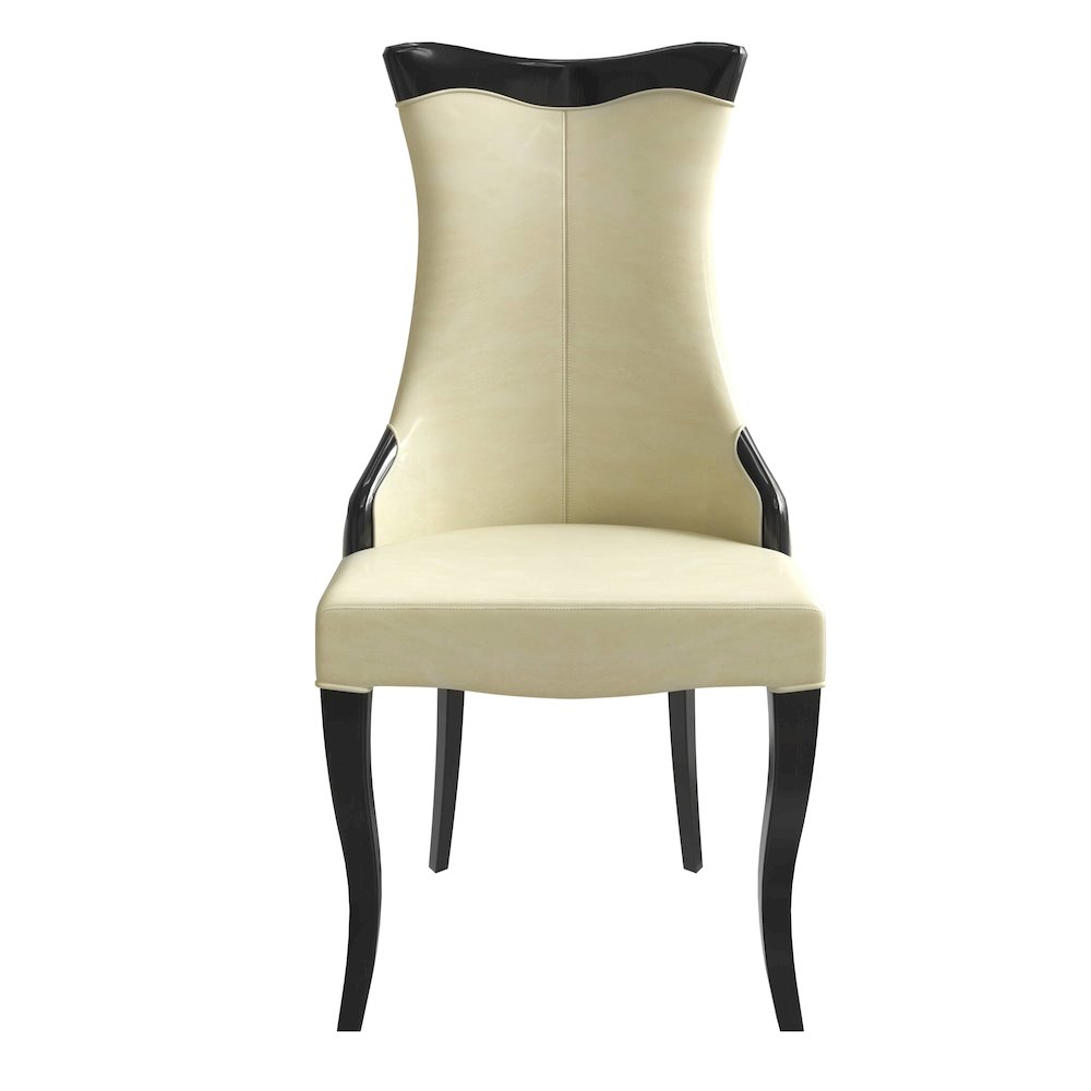 Novara Collection Modern Wooden Dining Chair in Light Cream Set of 2. Picture 7