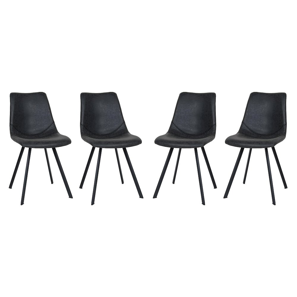 Markley Modern Leather Dining Chair With Metal Legs Set of 4. Picture 6
