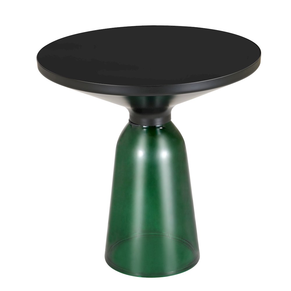 Tully Collection Glass side Table Green glass, Black Rim with Black Glass top. Picture 3