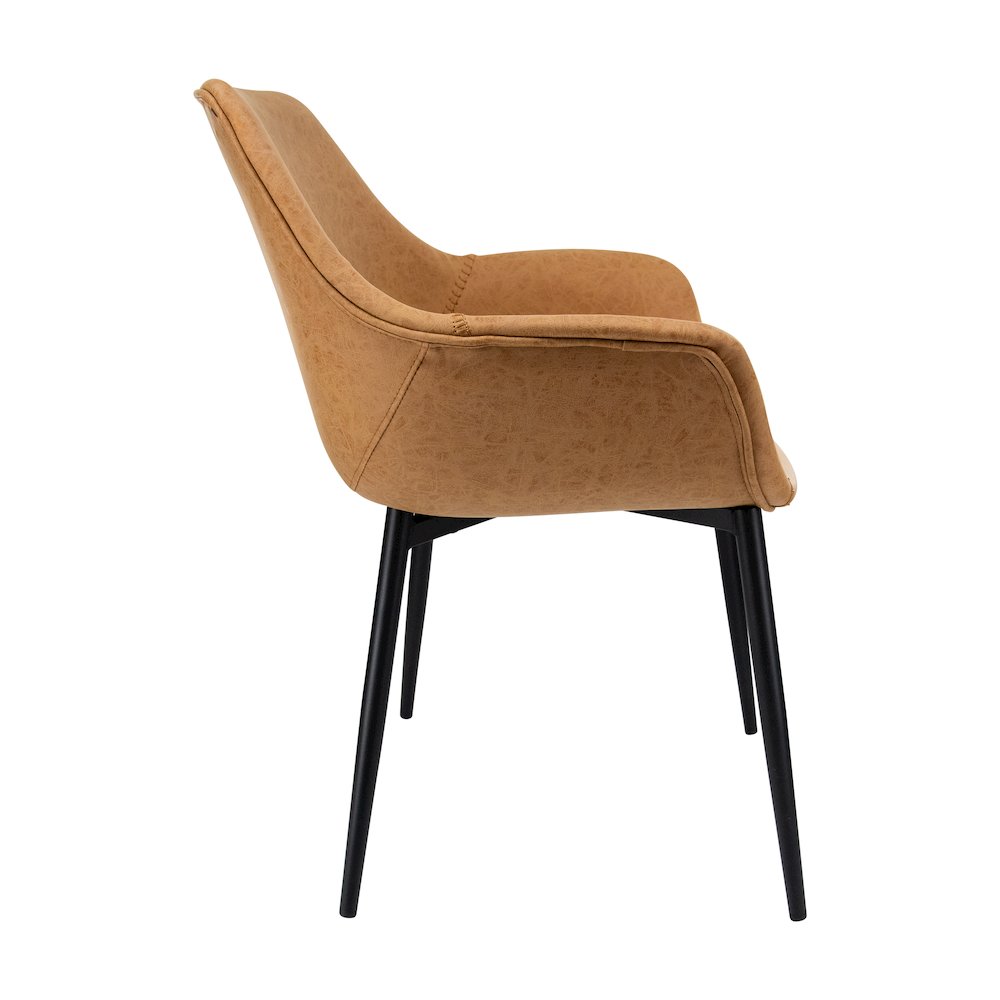 Markley Modern Leather Dining Arm Chair With Metal Legs Set of 2. Picture 9