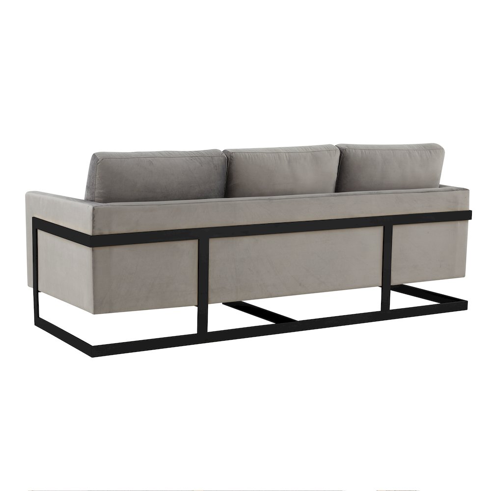 Lincoln Light Grey Velvet Sofa With Black Frame. Picture 5