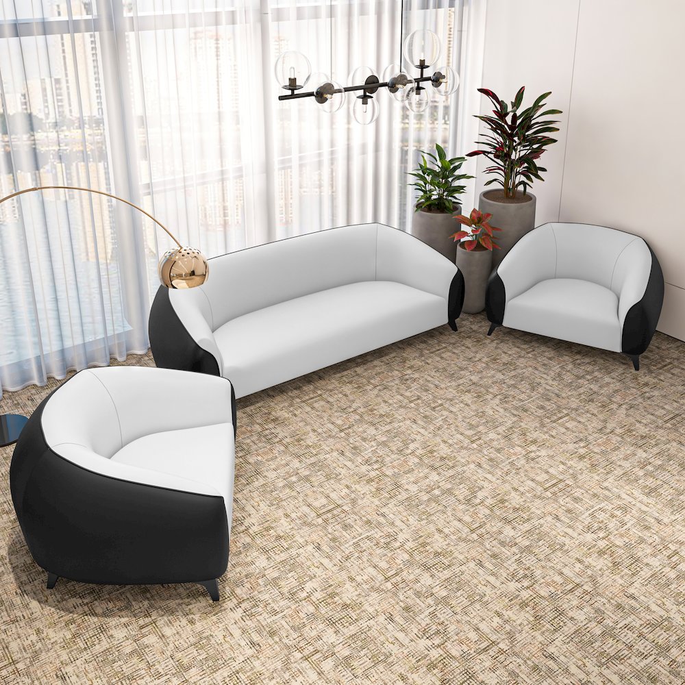 Opula Collection Sofa Set, 2 Single Seaters, and 3 seater In Black\White. Picture 9
