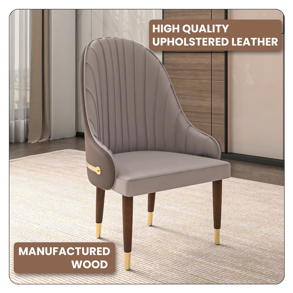 Elara Collection Wooden Dining Chair in Two-Tone Toupe Set of 4. Picture 3