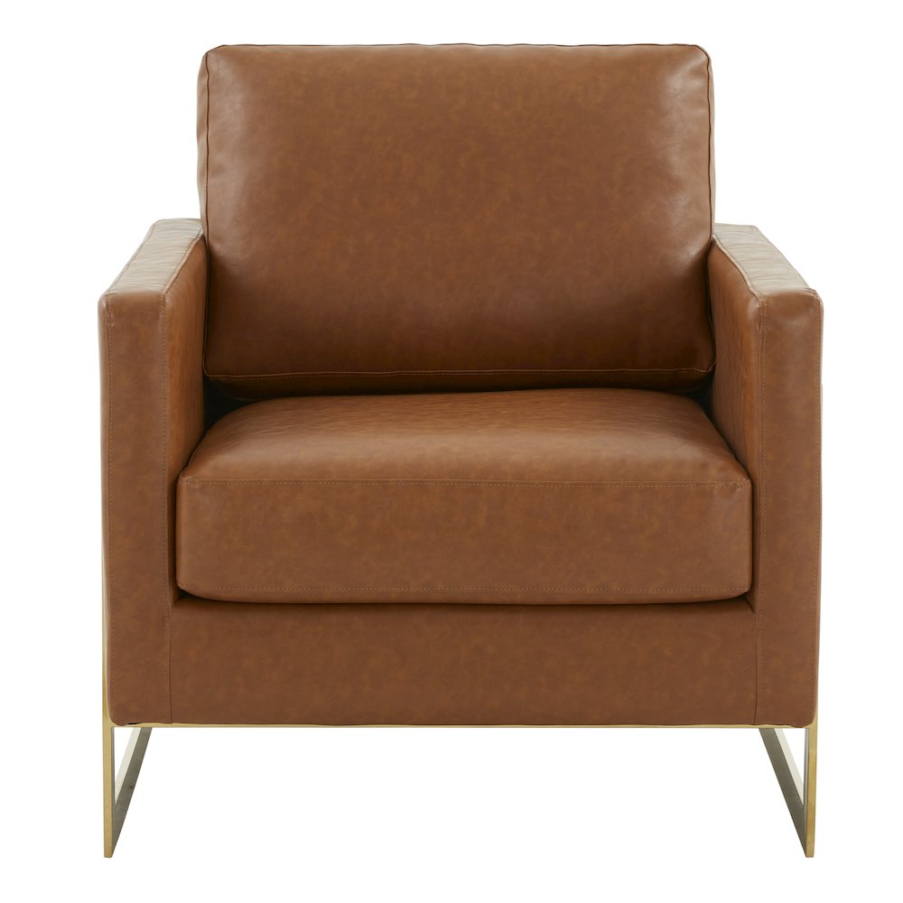 Lincoln Leather Accent Armchair With Gold Frame. Picture 5