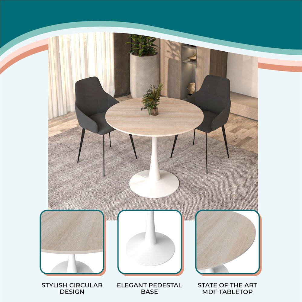 Bristol 31" round dining table White base with marbled MDF top. Picture 34