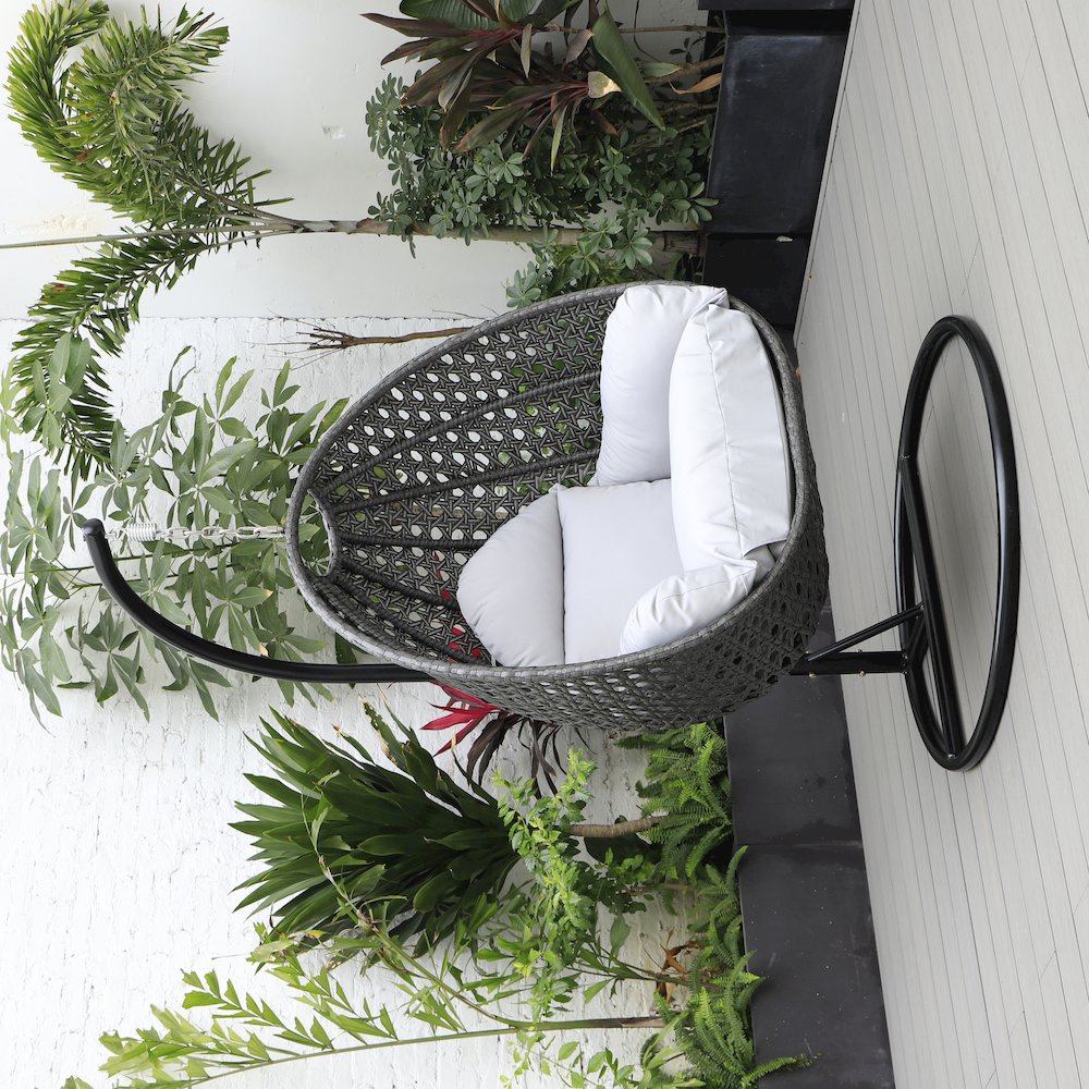 Charcoal Wicker Hanging Egg Swing Chair. Picture 7