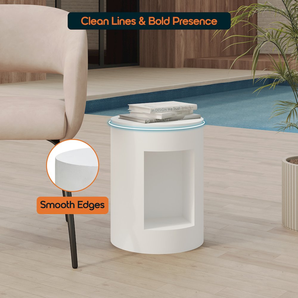 Modern Side End Table Nook Series In White. Picture 9