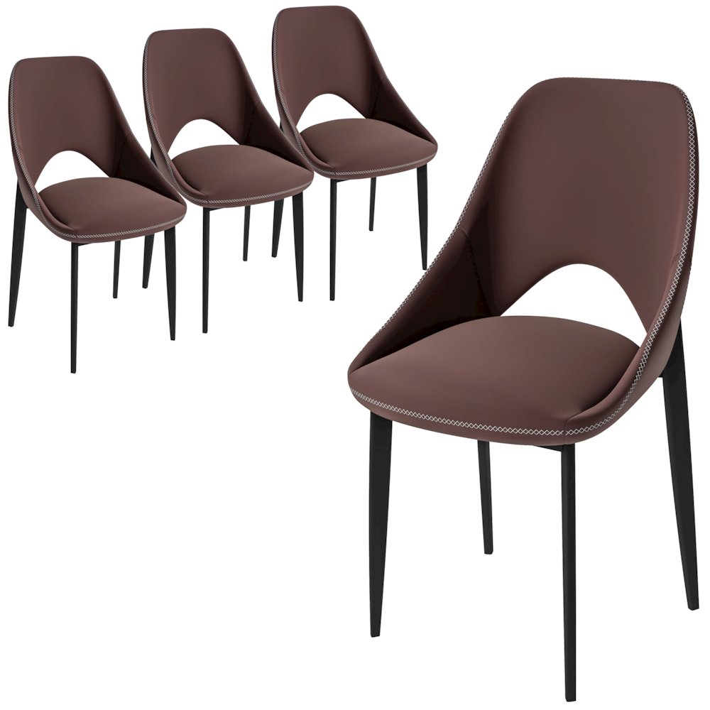 Amalfi Collection Fabric Modern Dining Chair in Plum Purple - Set of 4. Picture 10