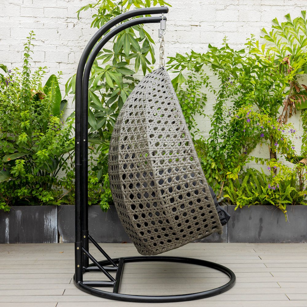 Charcoal Wicker Hanging 2 person Egg Swing Chair. Picture 6
