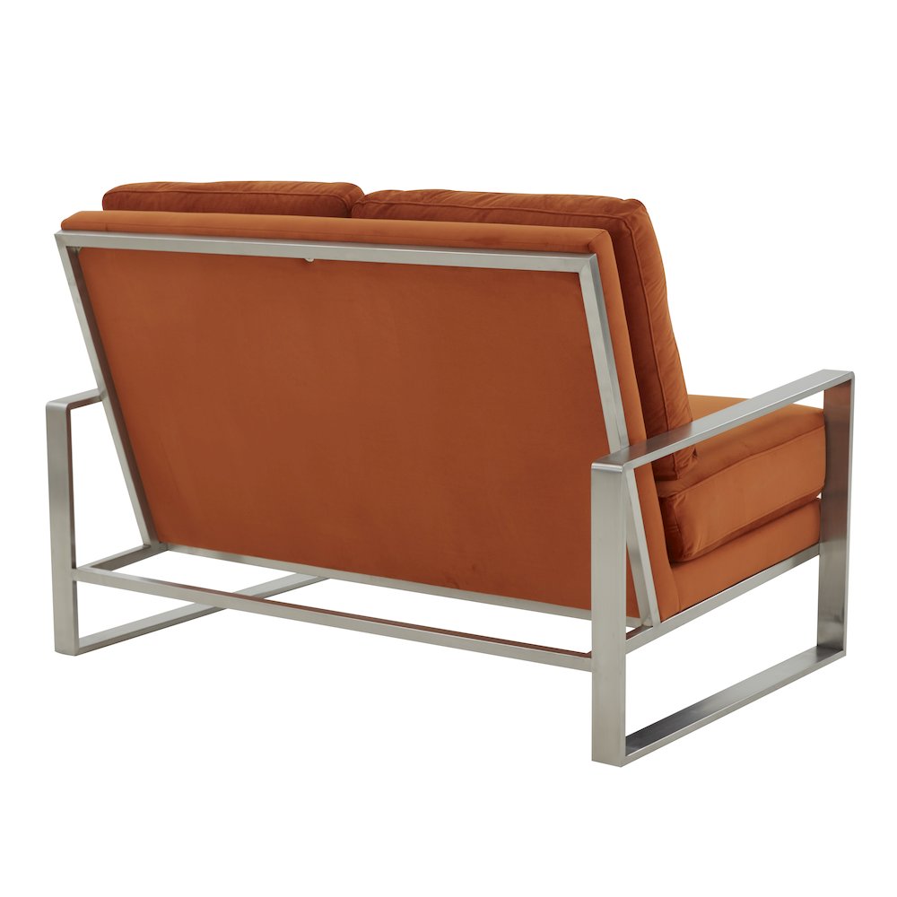 Jefferson Contemporary Modern Velvet Loveseat With Silver Frame. Picture 5