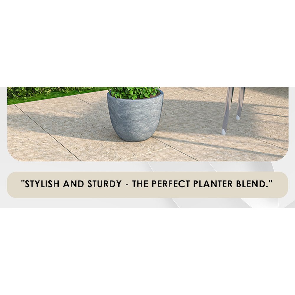 Dahlia Series Poly Stone Planter in Aged Concrete 14.4 Dia, 10.8 High. Picture 6