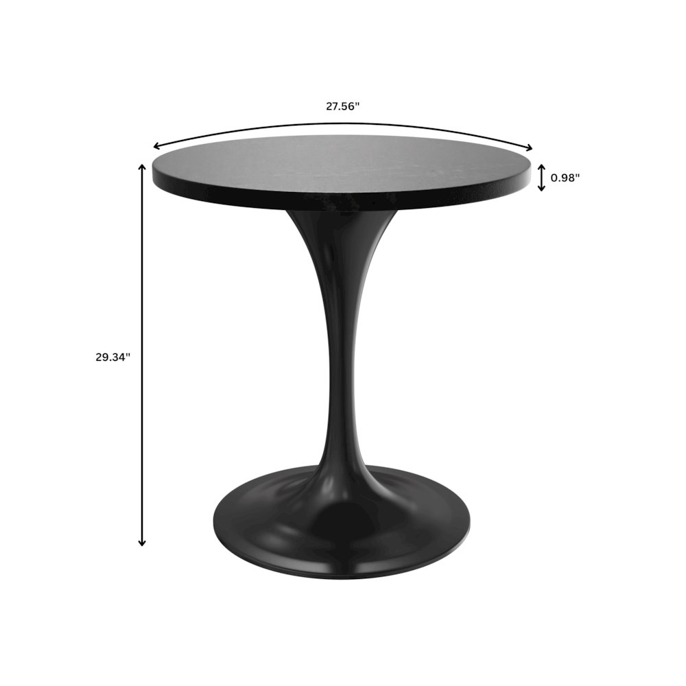 Verve Collection 27 Round Dining Table, Black Base with Black MDF Top. Picture 8