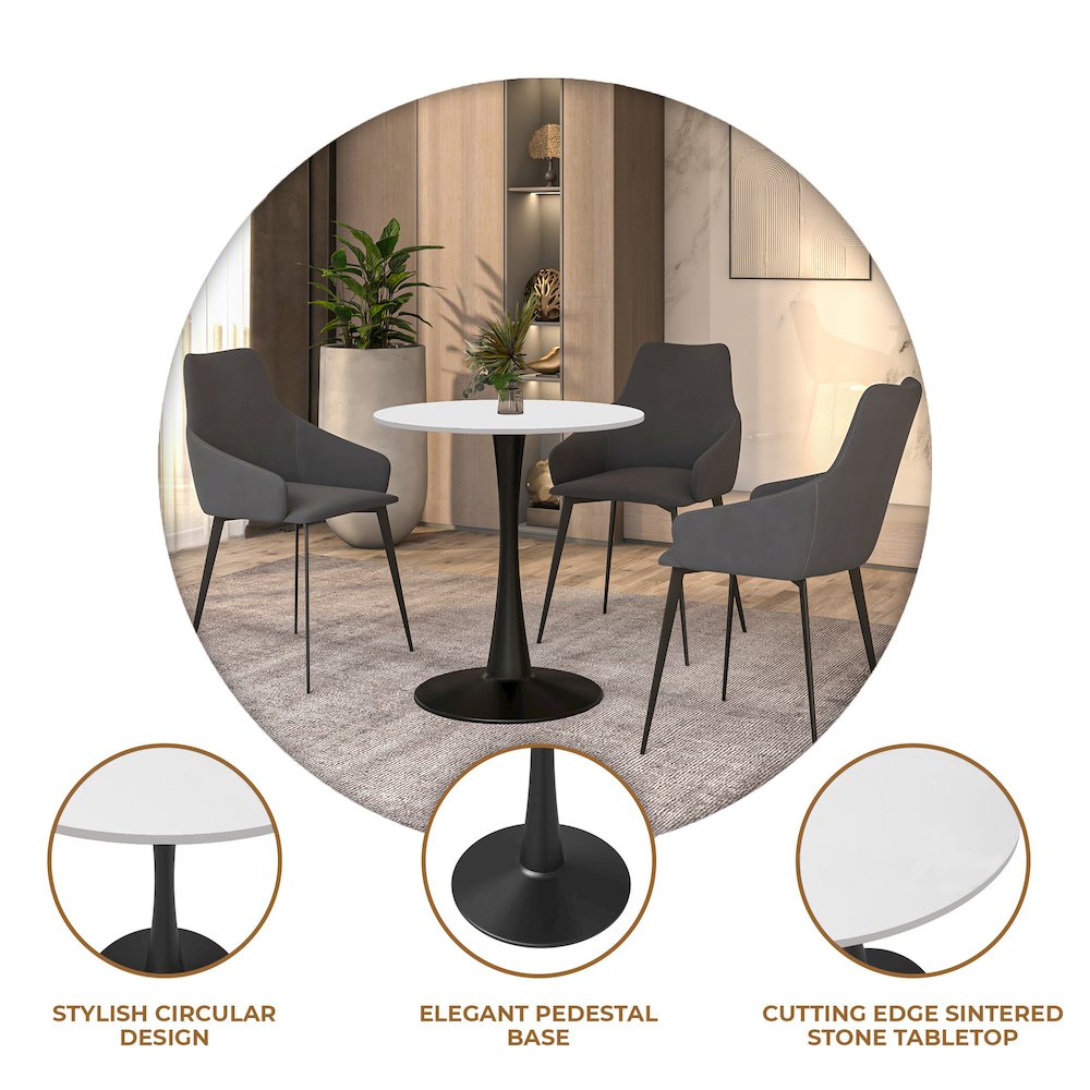Leisyremod Bristol 24" Round Dining Table Black base with White top. Picture 26