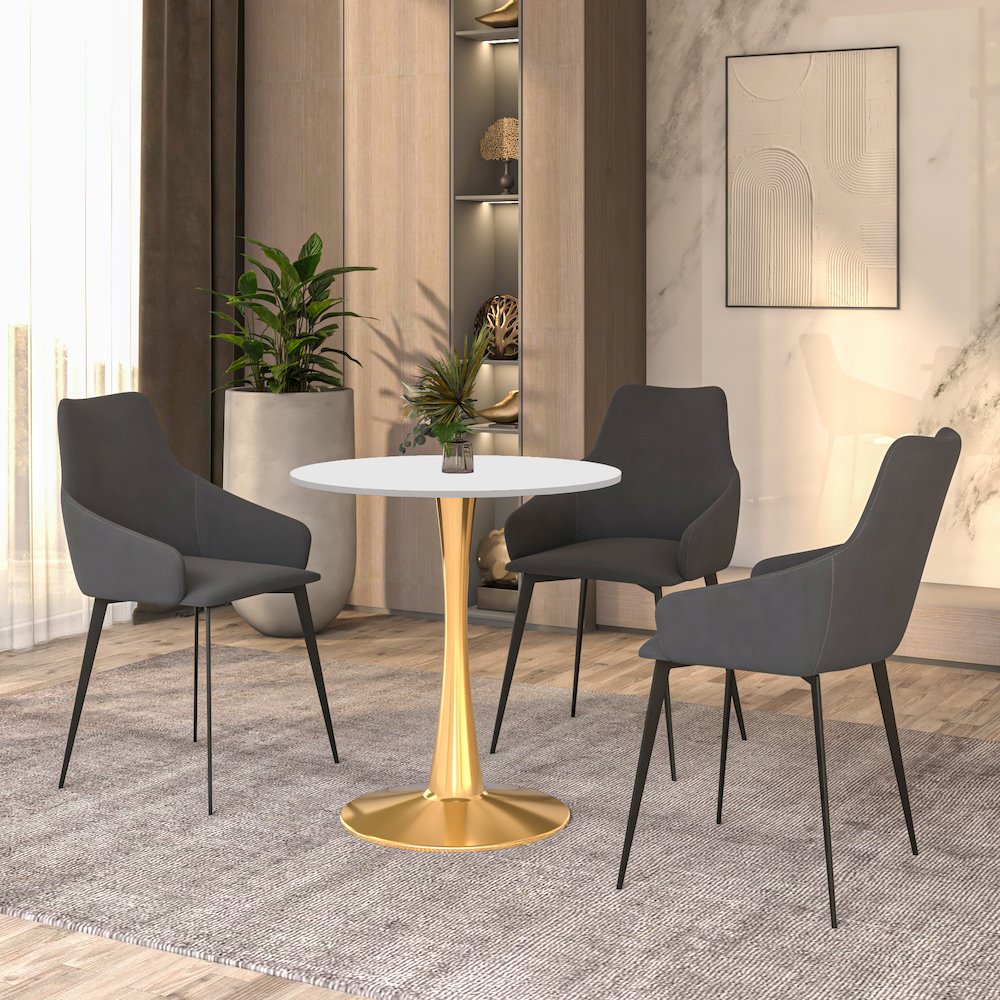 Bristol 24" round dining table Gold Base With White Top. Picture 28