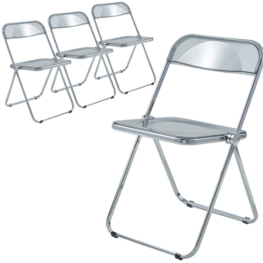 Lawrence Acrylic Folding Chair With Metal Frame, Set of 4. Picture 16