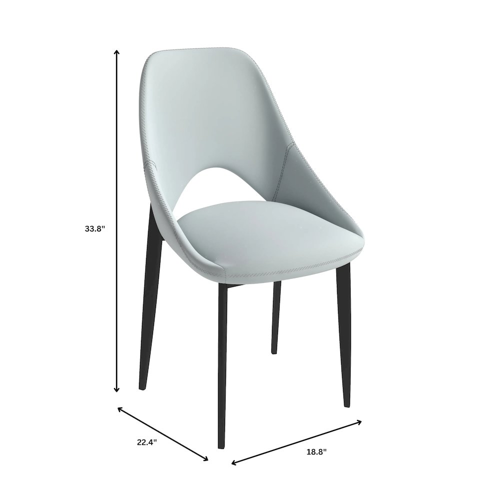 Amalfi Collection Modern Fabric Dining Chair in Coconut White. Picture 24
