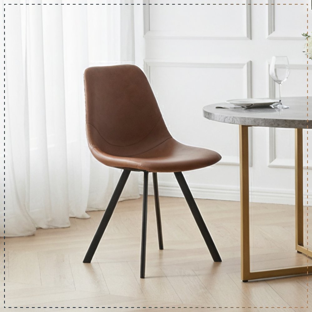 Markley Modern Leather Dining Chair With Metal Legs. Picture 8
