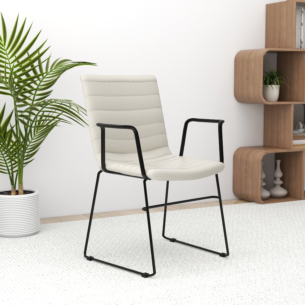 Zylar Series Office Guest Arm Chair in Tan Leather. Picture 9