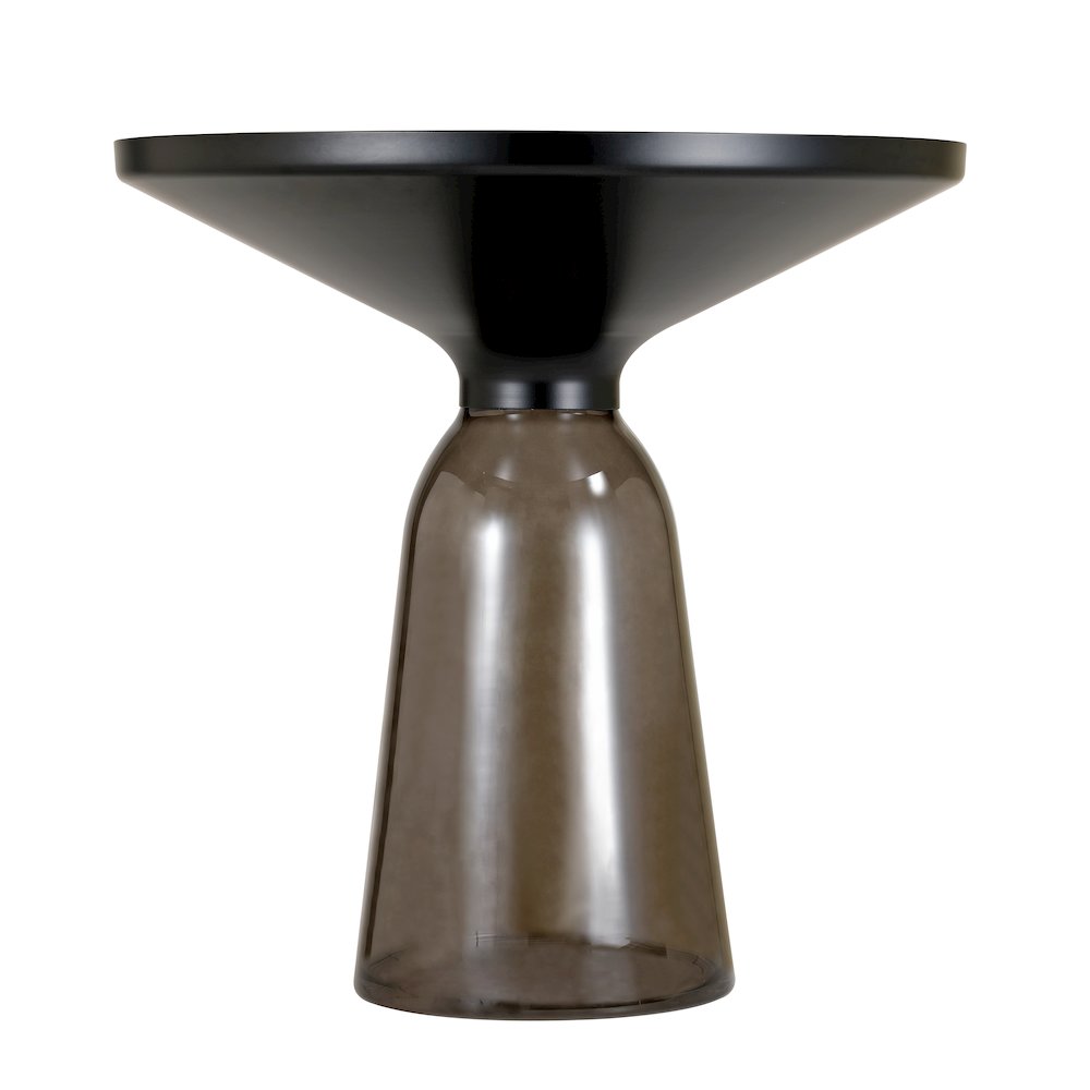 Tully Collection Glass side Table Grey glass, Black Rim with Black Glass top. Picture 16