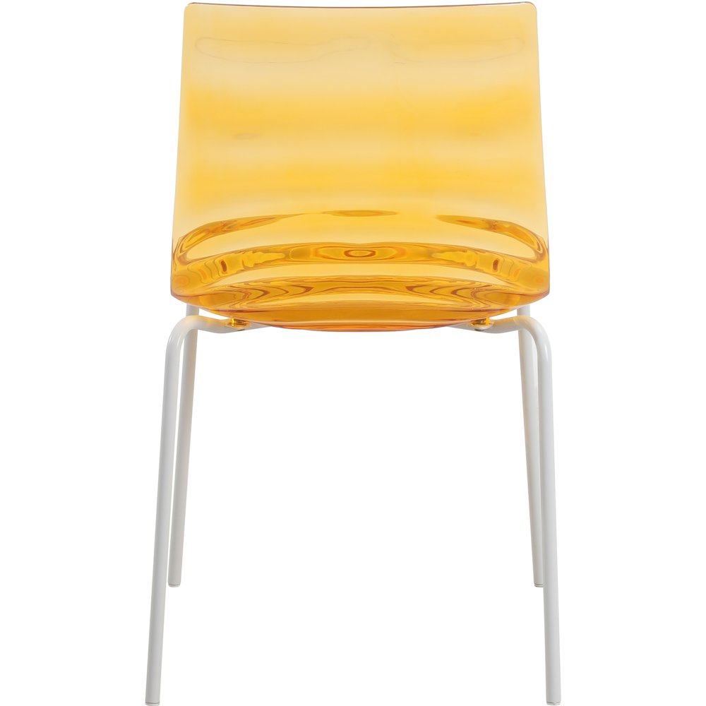 Astor Water Ripple Design Dining Chair in White Base Orange Seat Set of 2. Picture 11