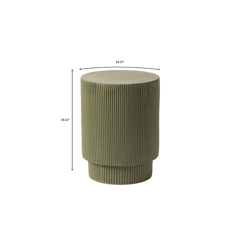 Eden Collection Fiberglass Outdoor Side Table in Olive Green. Picture 13