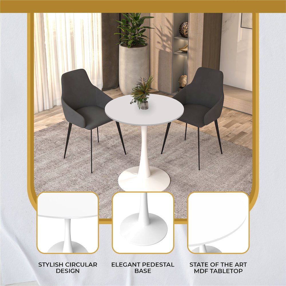 Leisyremod Bristol 27" Round Dining Table White base with White top. Picture 22