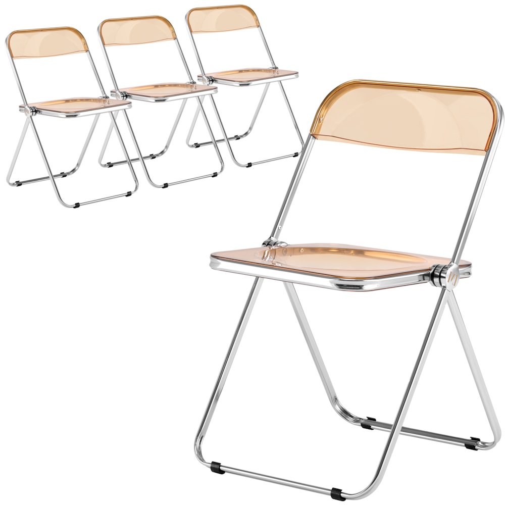 Lawrence Acrylic Folding Chair With Metal Frame, Set of 4. Picture 1