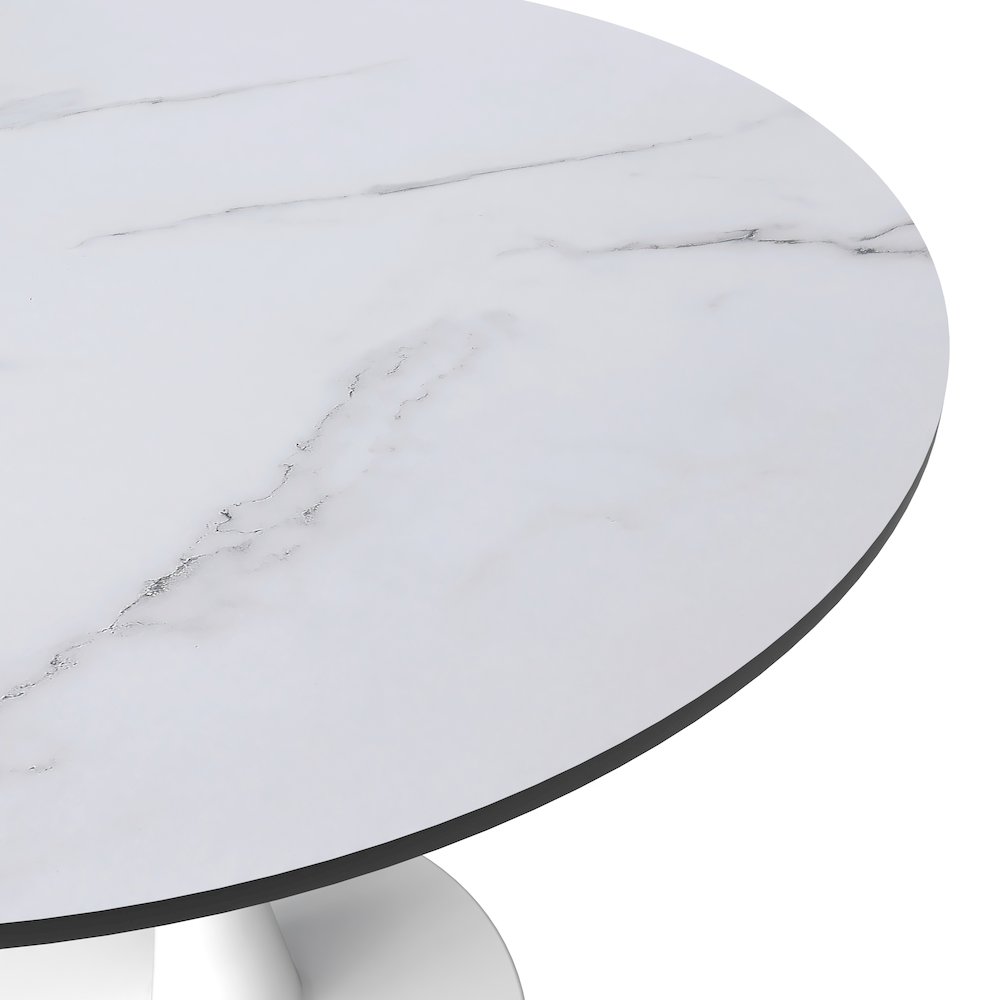Bristol 31" round dining table White base with marbled MDF top. Picture 18
