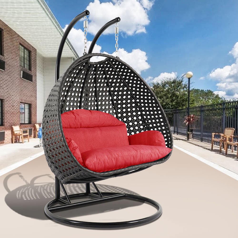 Charcoal Wicker Hanging 2 person Egg Swing Chair. Picture 1