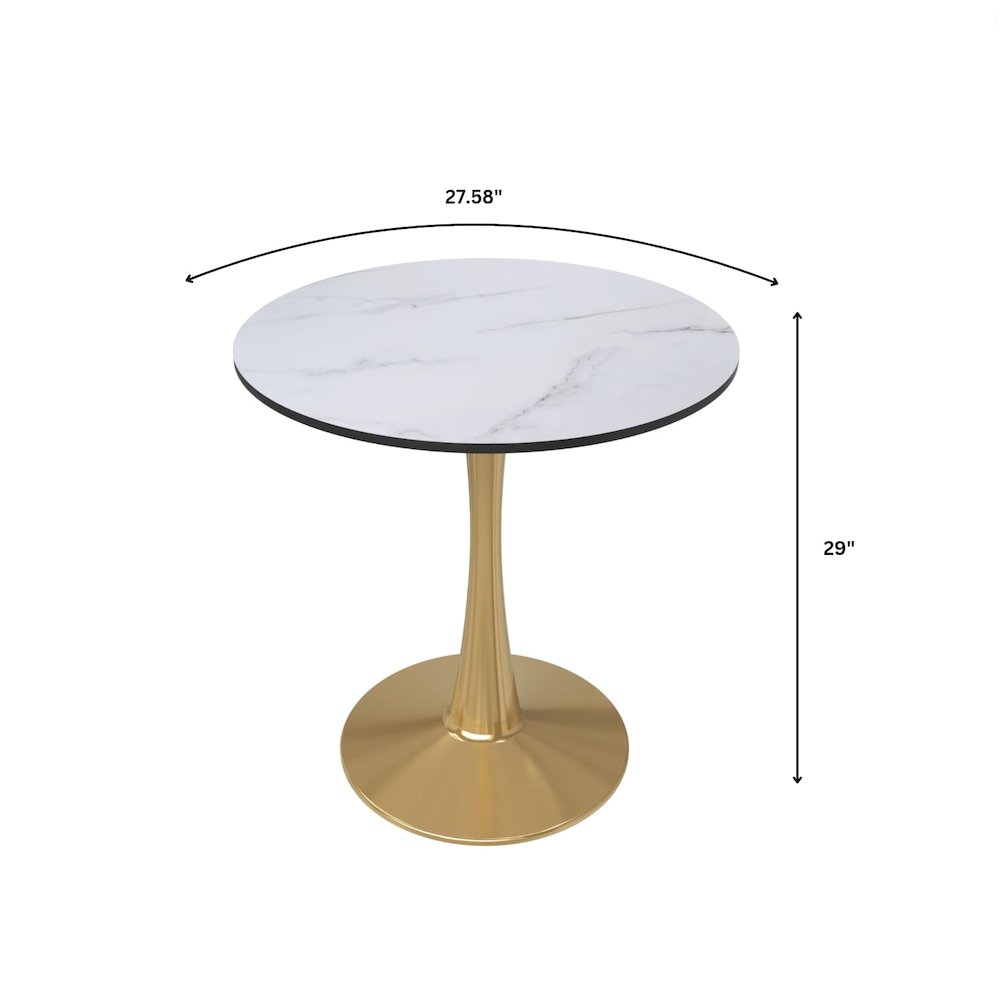 Bristol 27" round dining table Gold Base With White Top. Picture 24