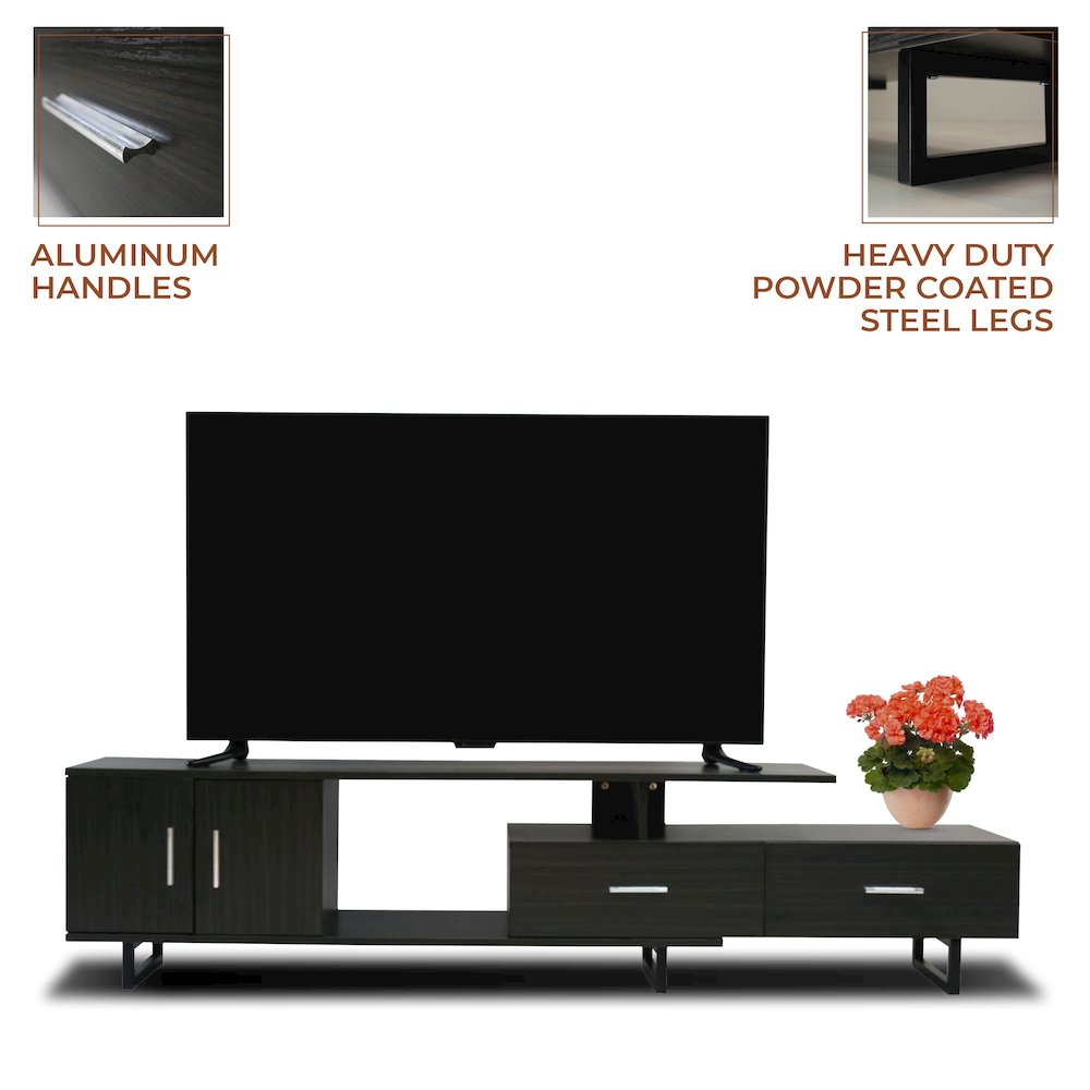 Avery Mid-Century Modern TV Stand with MDF Cabinet and Powder Coated Steel Legs. Picture 28