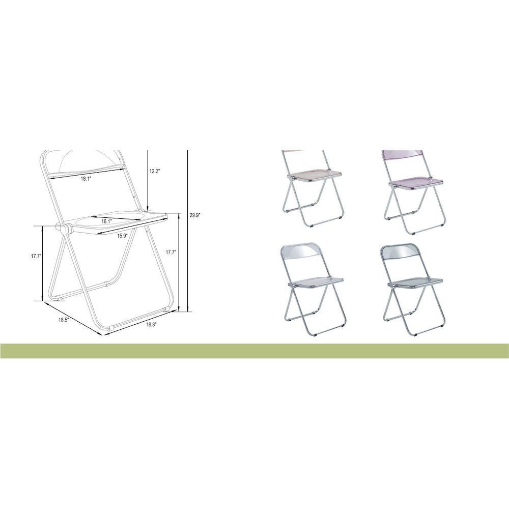 Lawrence Acrylic Folding Chair With Metal Frame. Picture 19