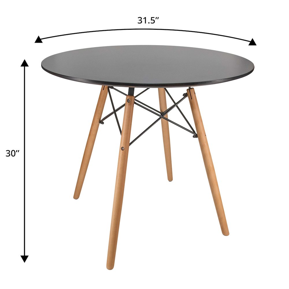 Dover 3-Piece Dining Set with Round Black MDF Top Bistro Table in Black. Picture 11