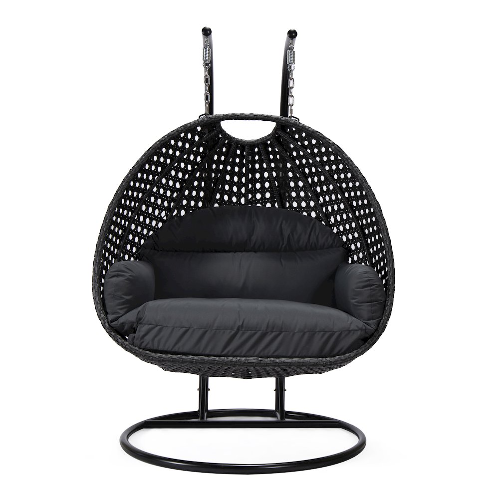 Mendoza Charcoal Wicker Hanging 2 person Egg Swing Chair. Picture 4