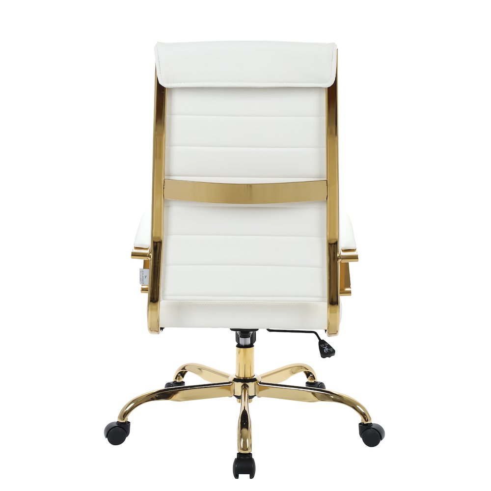 Benmar High-Back Leather Office Chair With Gold Frame. Picture 15