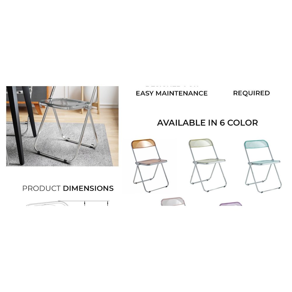 Lawrence Acrylic Folding Chair With Metal Frame. Picture 22