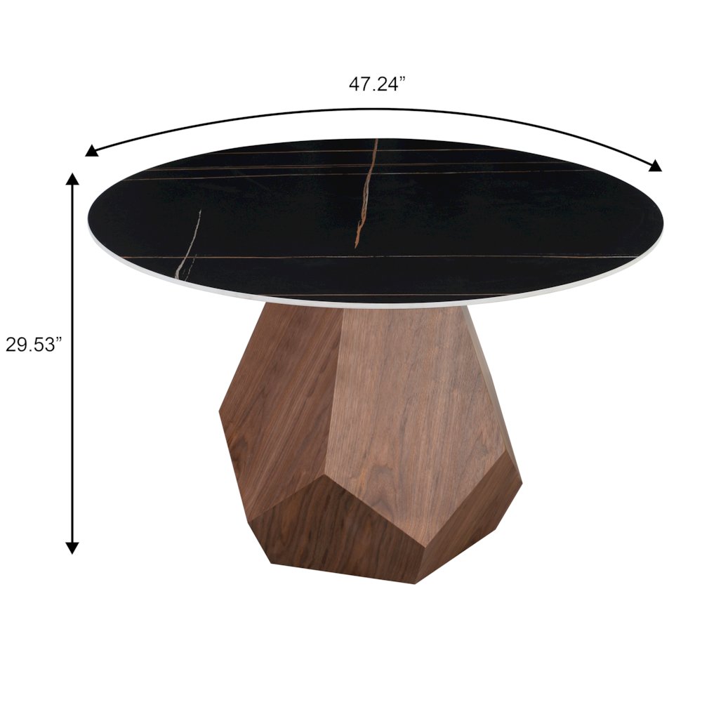 Nebo Modern Dining Table in Walnut Base with Black Sintered Stone  Top. Picture 16