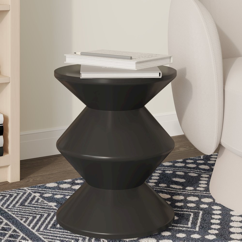 Aura Modern Plastic Side End Table, Indoor/Outdoor Use, Black. Picture 7