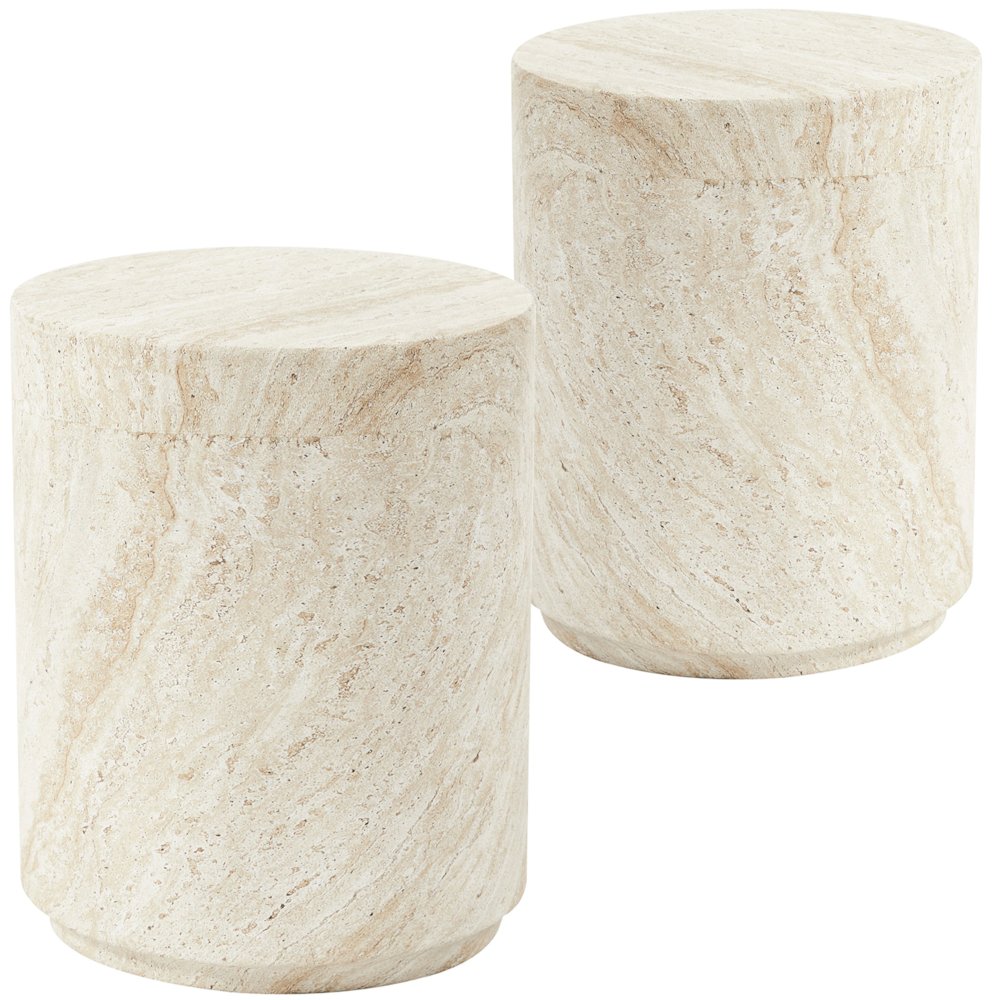 Modern Side End Table Ramble Series In Travertine. Picture 15