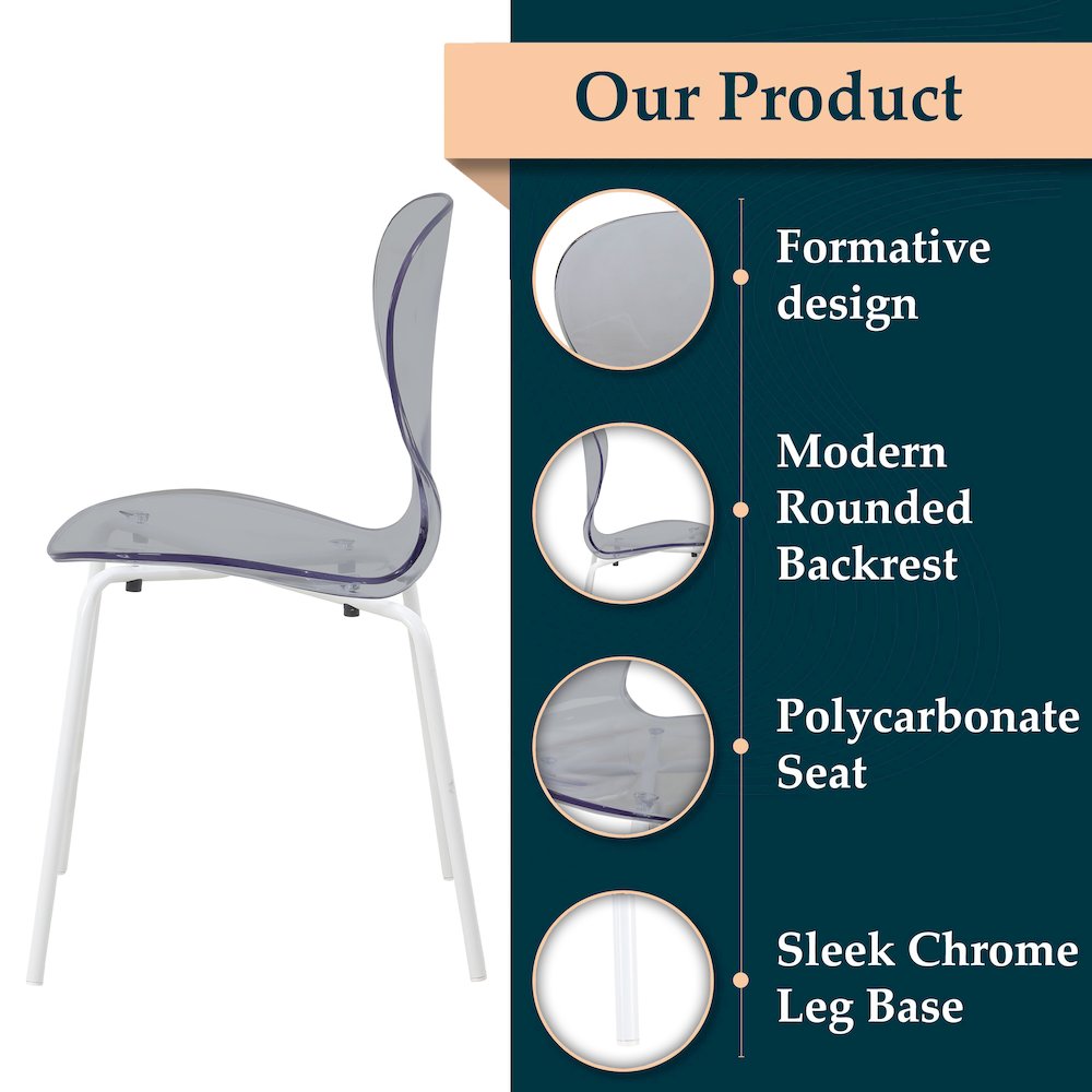 Modern Oyster Transparent Side Chair in White Base. Picture 3