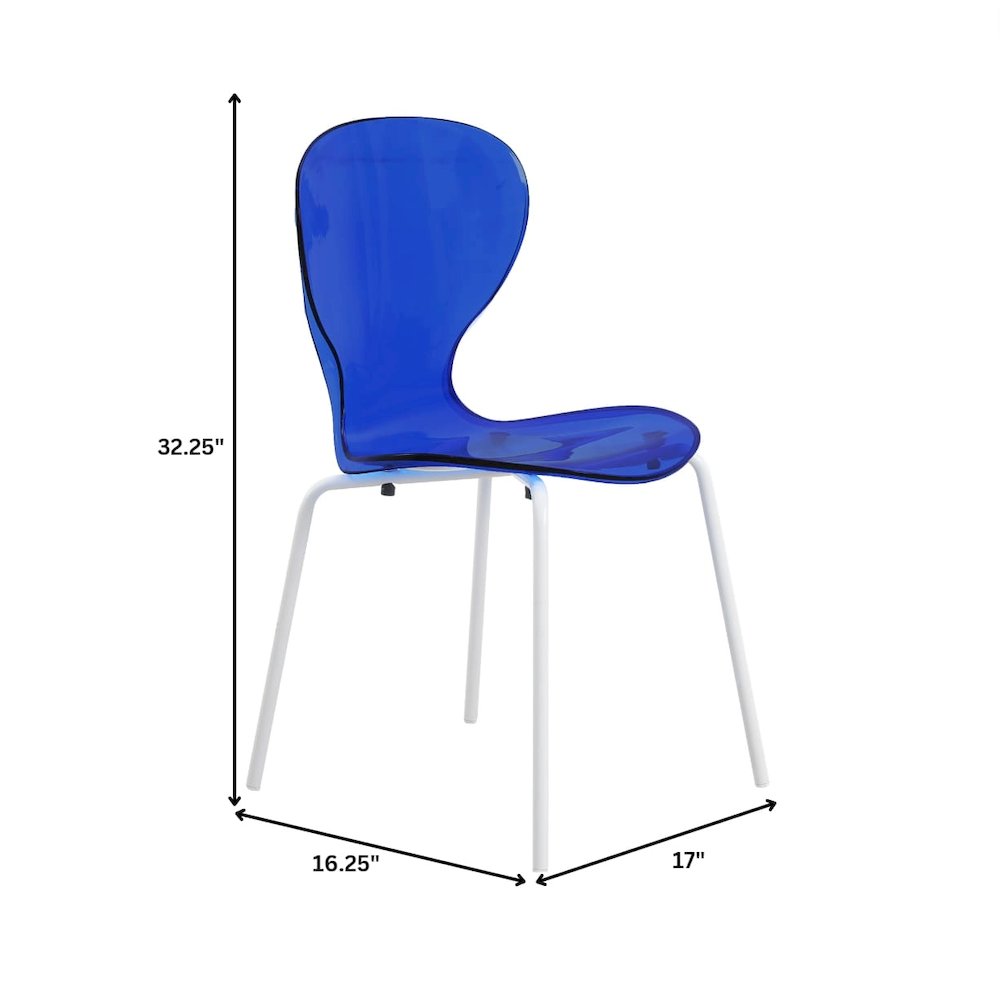 Modern Oyster Transparent Side Chair in White Base Set of 2. Picture 1