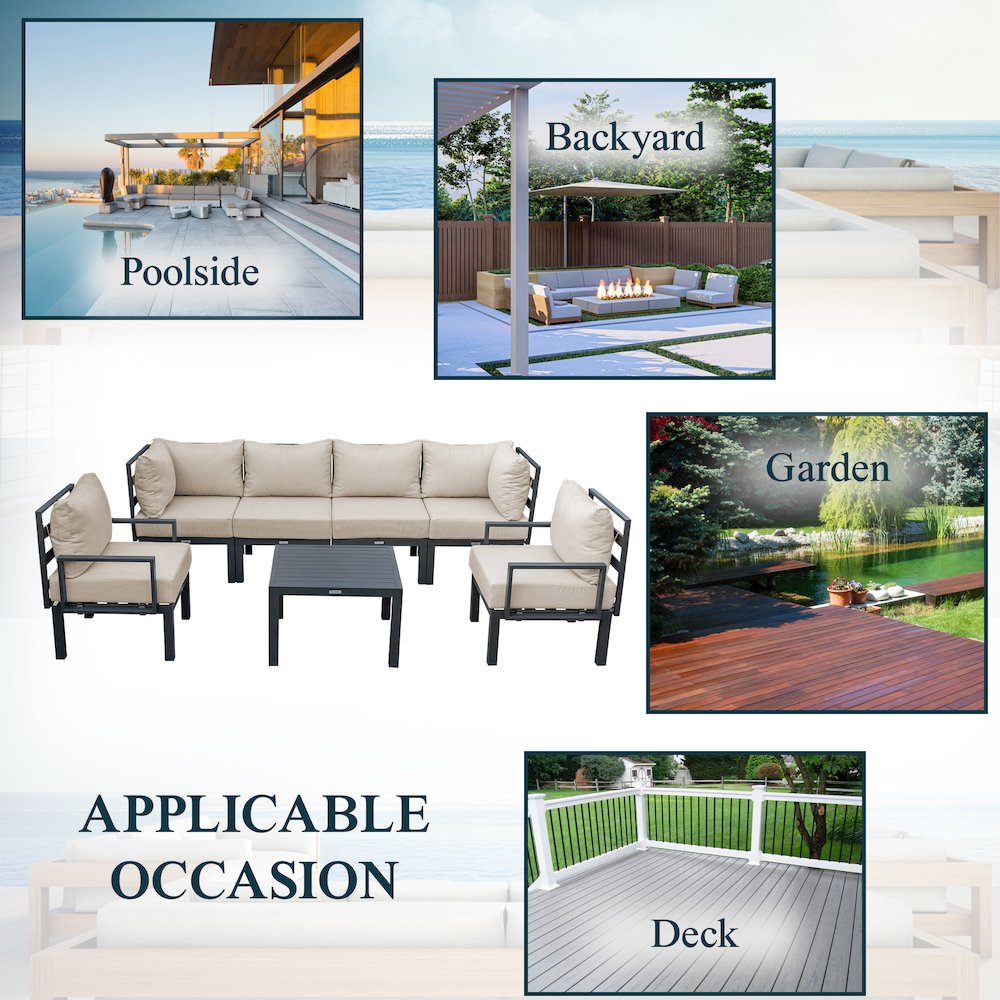 Chelsea 7-Piece Patio Sectional And Coffee Table. Picture 46