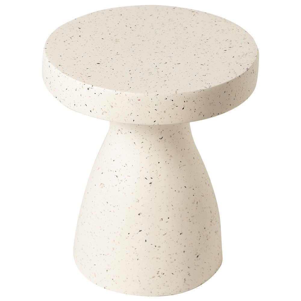 Modern Side End Table Wisp Series In Terrazzo White. Picture 10