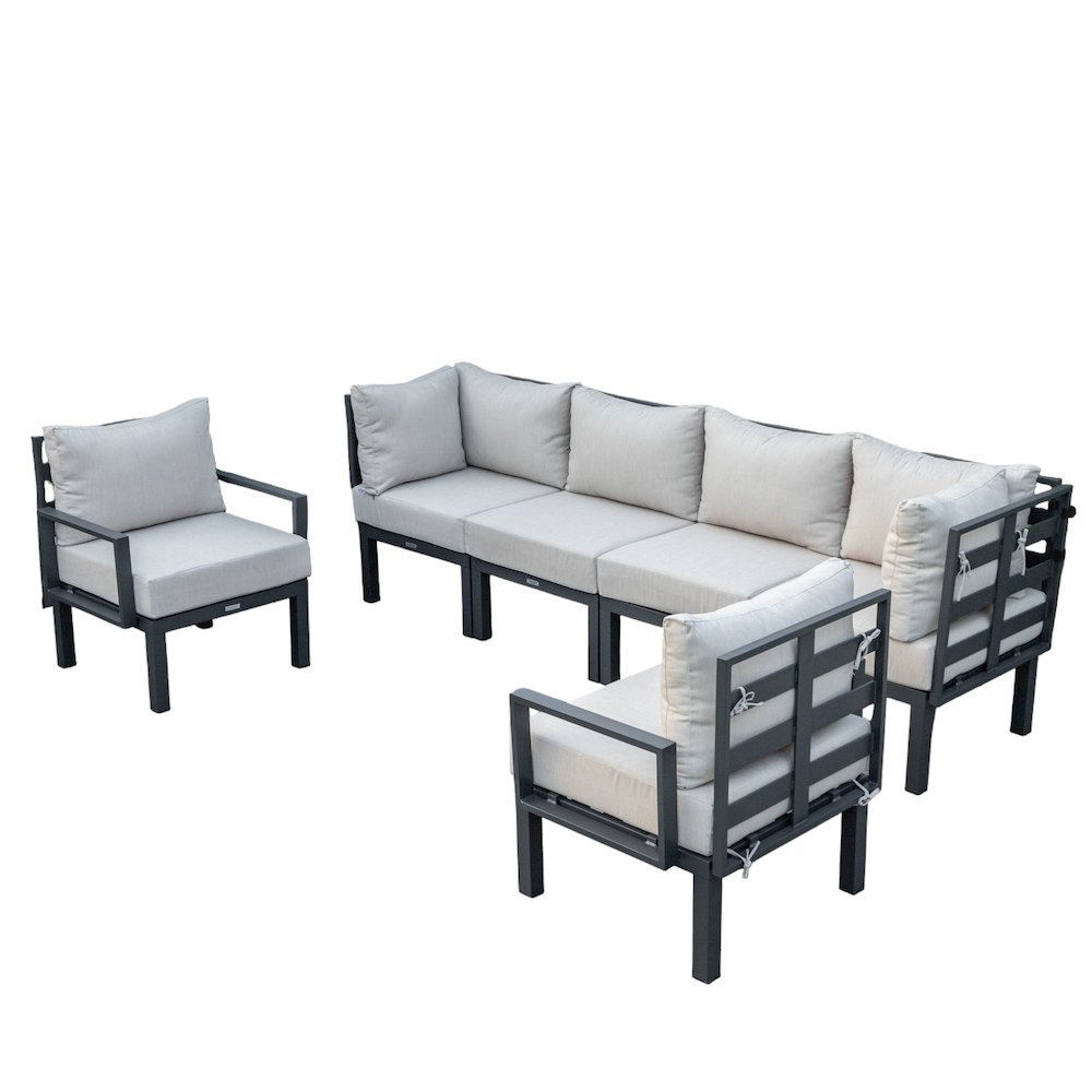 Chelsea 6-Piece Patio Sectional Black Aluminum With Cushions. Picture 30