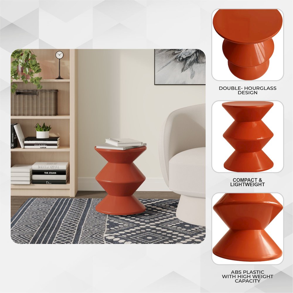Aura Modern Plastic Side End Table, Indoor/Outdoor Use, Brown. Picture 5