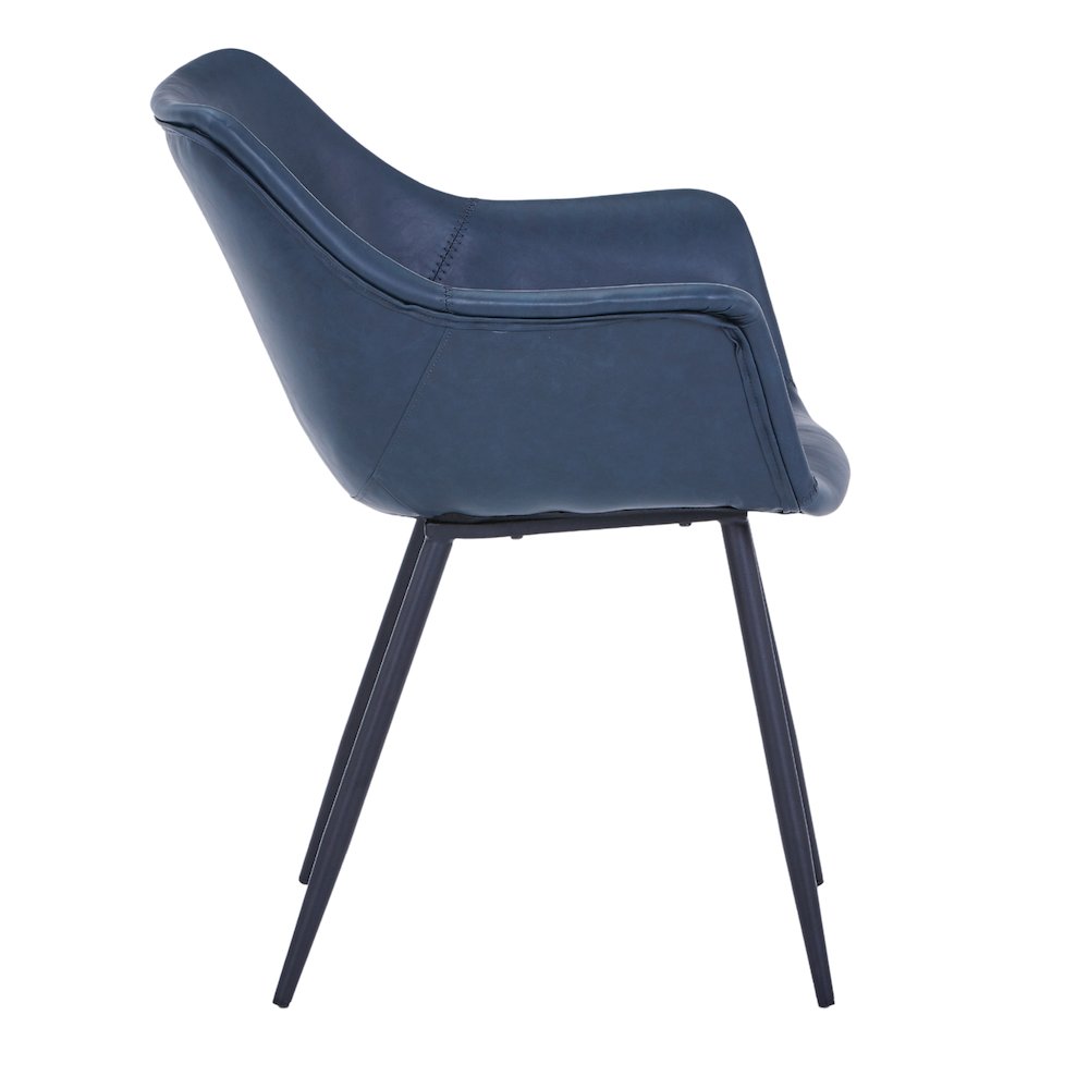 Markley Modern Leather Dining Arm Chair With Metal Legs. Picture 7